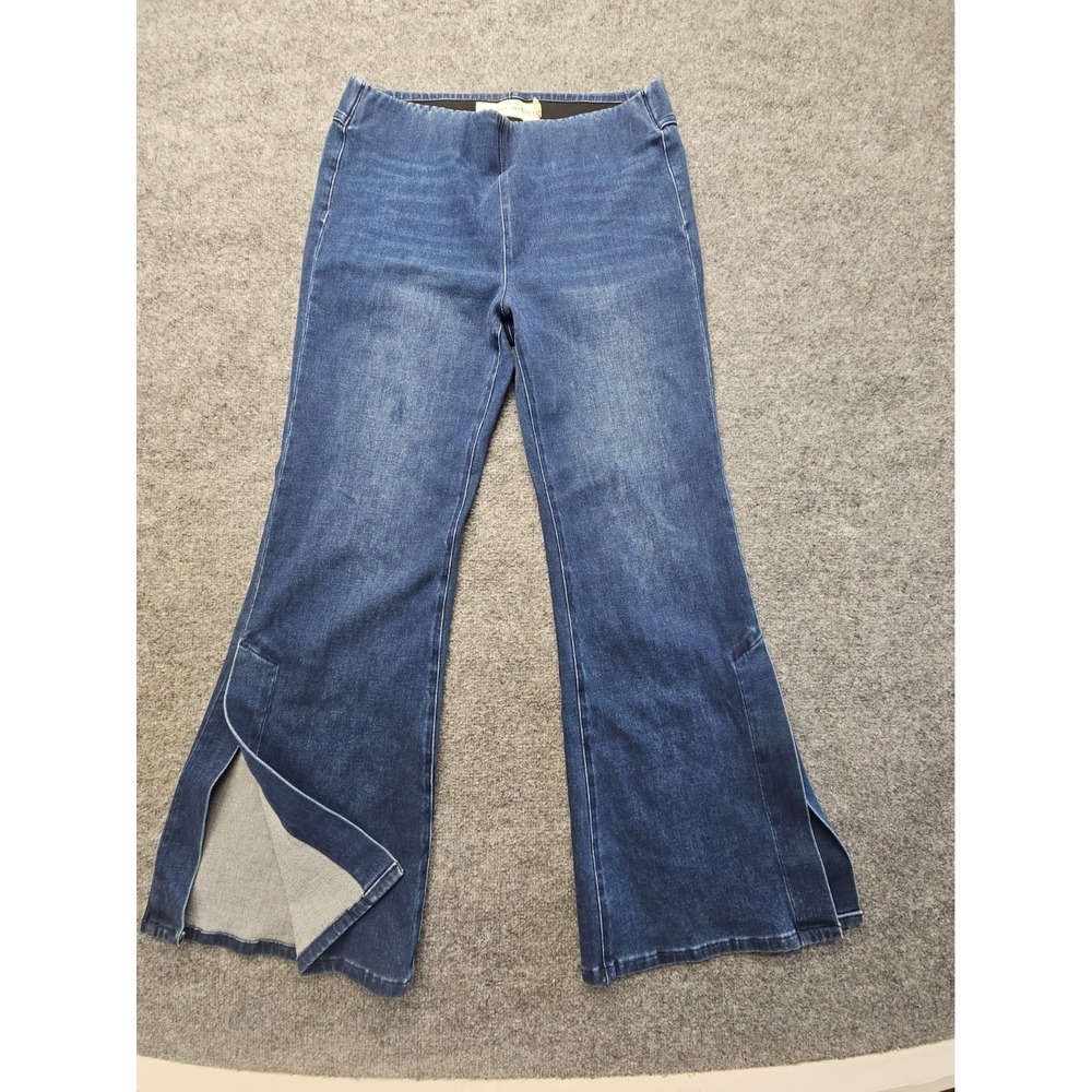 Soft Surroundings Pull-On Pants Jeans Medium (34x32) Flare Bell Split Bottom